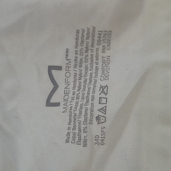 NWT Maidenform Cream Lace Underwire Demi Coverage Bra size 34D - Picture 9 of 9